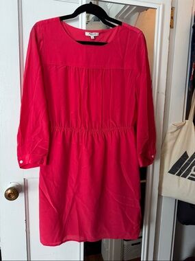 Madewell Pink Long Sleeve Shift Dress